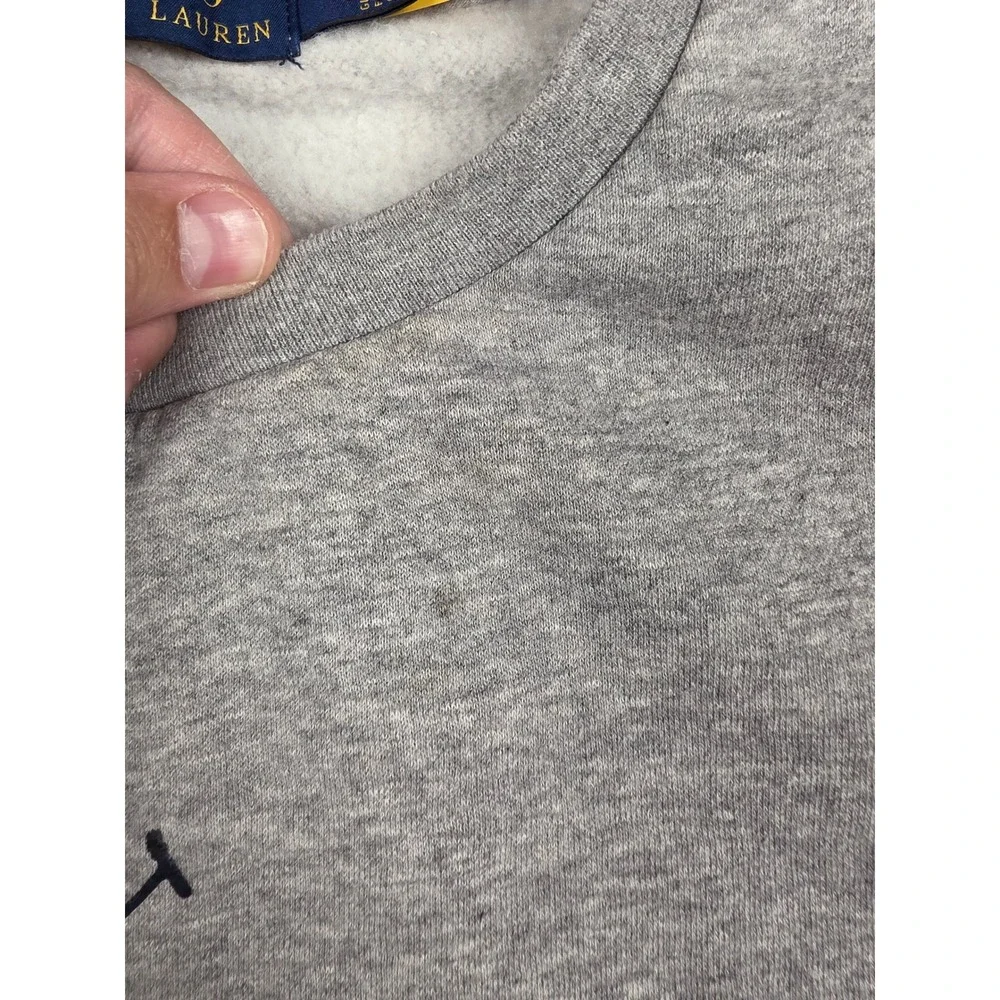 Polo Ralph Lauren Sweatshirt Mens XL Gray Big Logo Spellout Fleece Crewneck